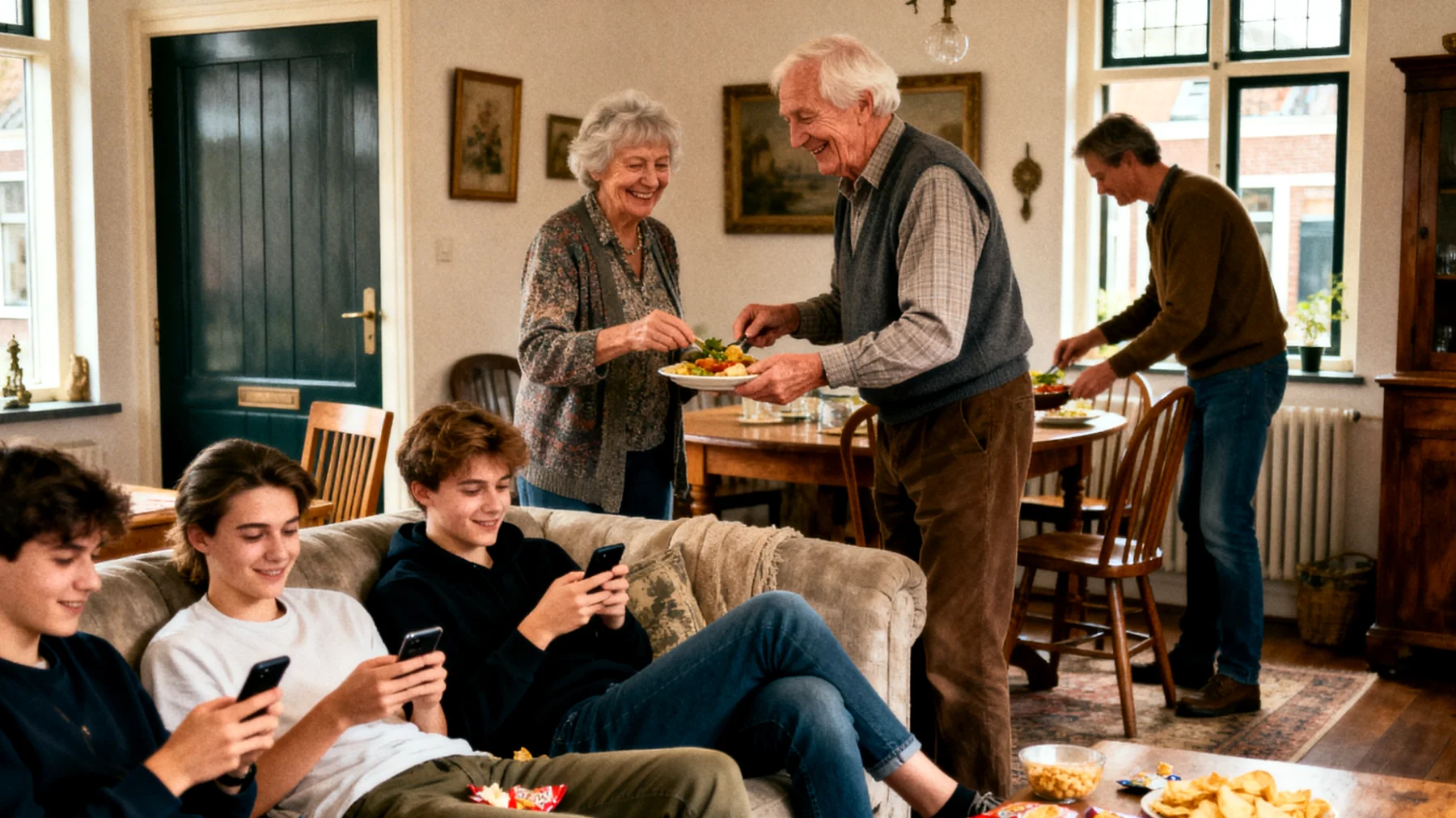 Grootouders die te permissief zijn en jongvolwassen kleinkinderen te vrij laten, waardoor grenzen vervagen en de kleinkinderen mogelijk moeite hebben met verantwoordelijkheid en zelfstandigheid"